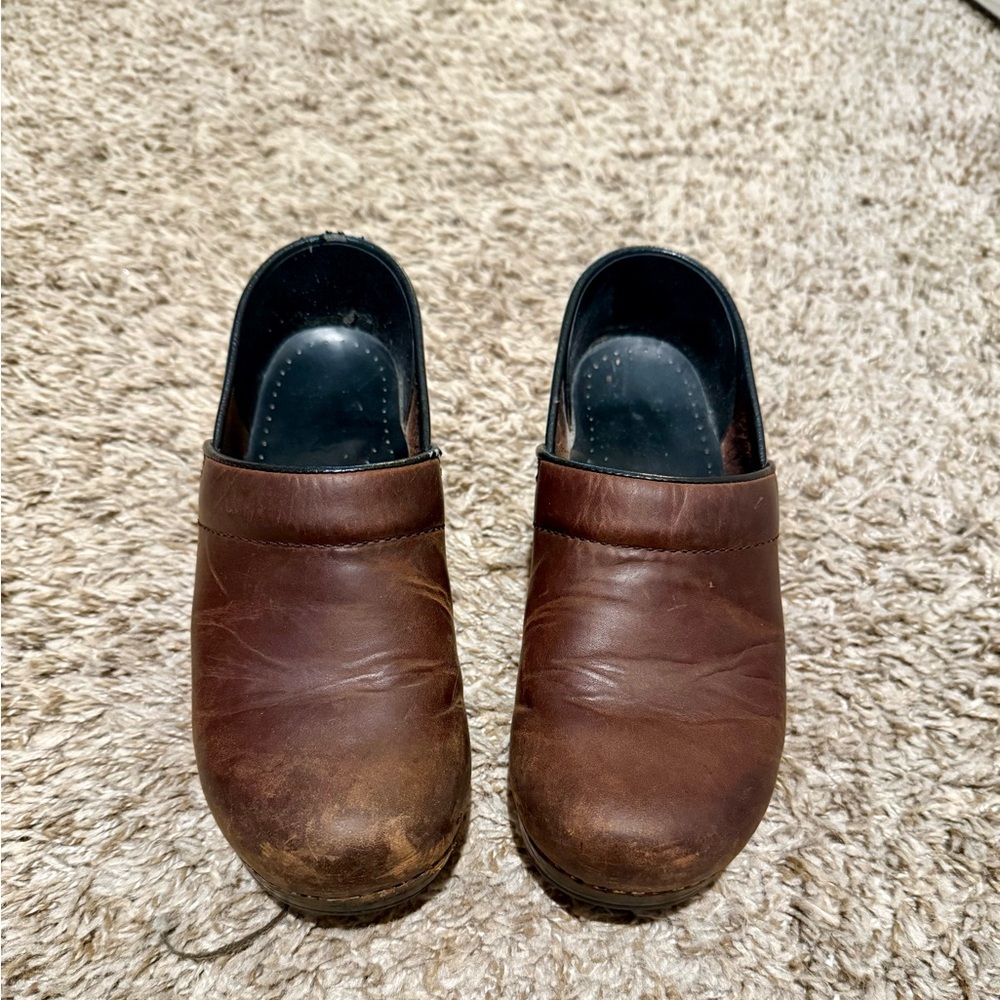 Women’s Brown Leather Dansko Clogs